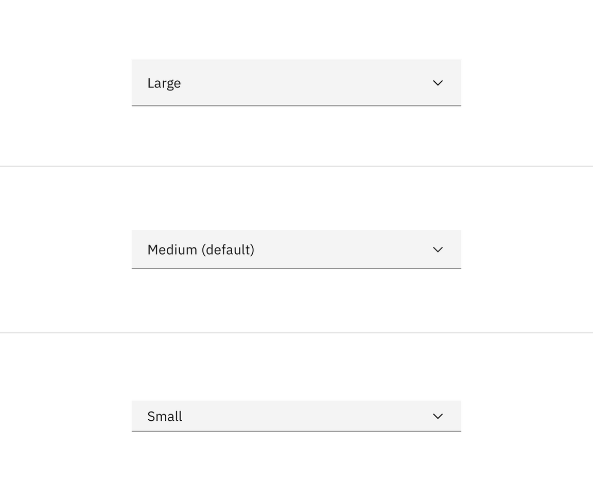 Dropdown sizes