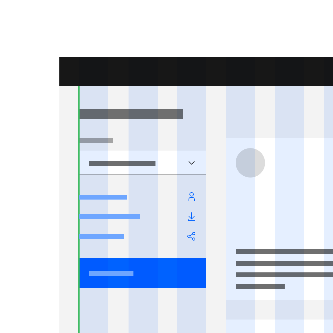 Do align type (outside of a container), components and tiles to the columns.